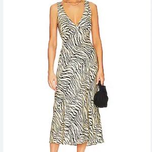 Zebra Print V-Neck Dress